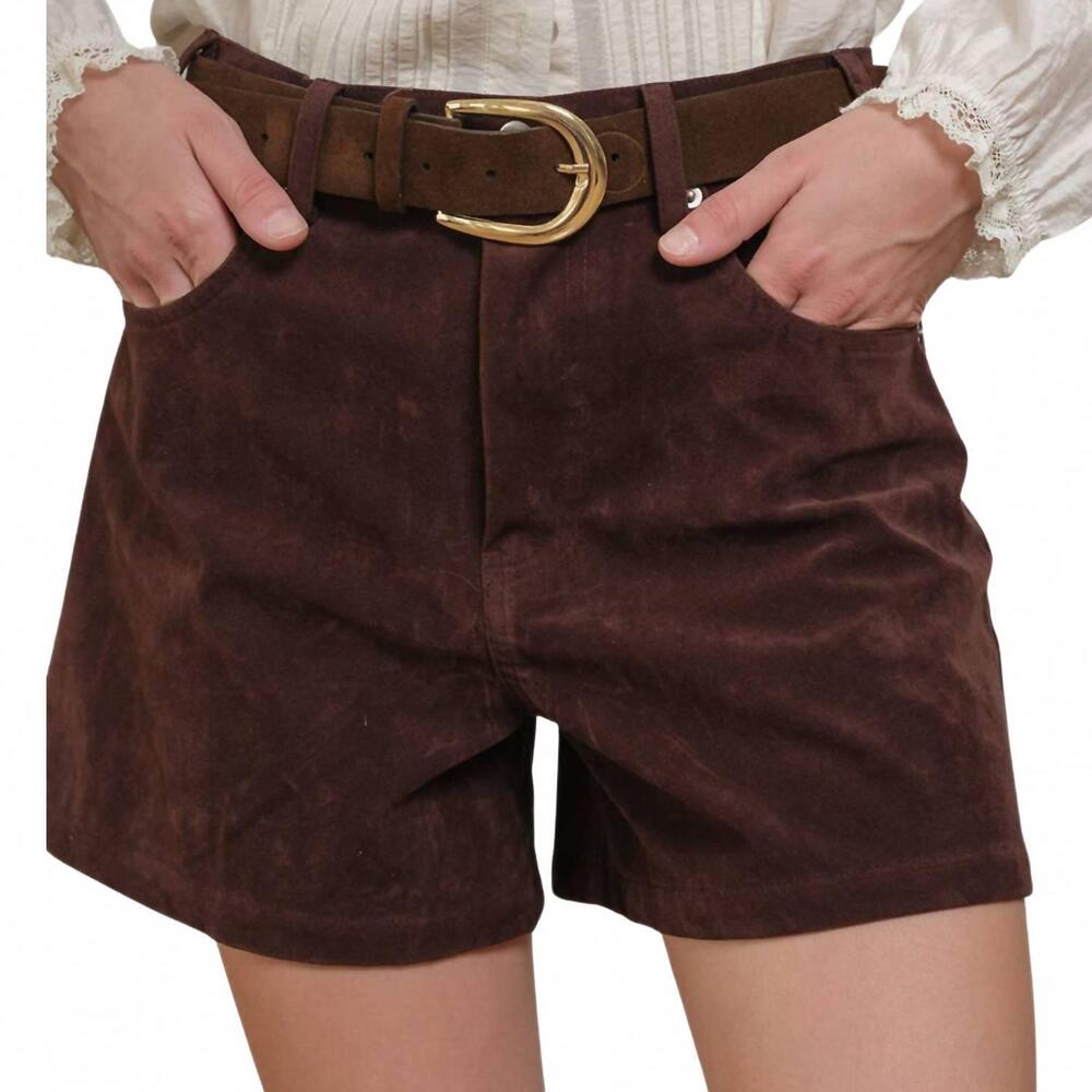 NEW RAISONNEL suede high-rise shorts in rum